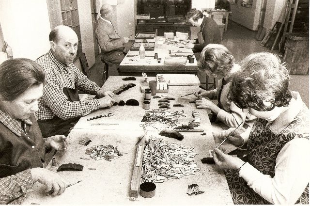 brushmaker at work in the 60s