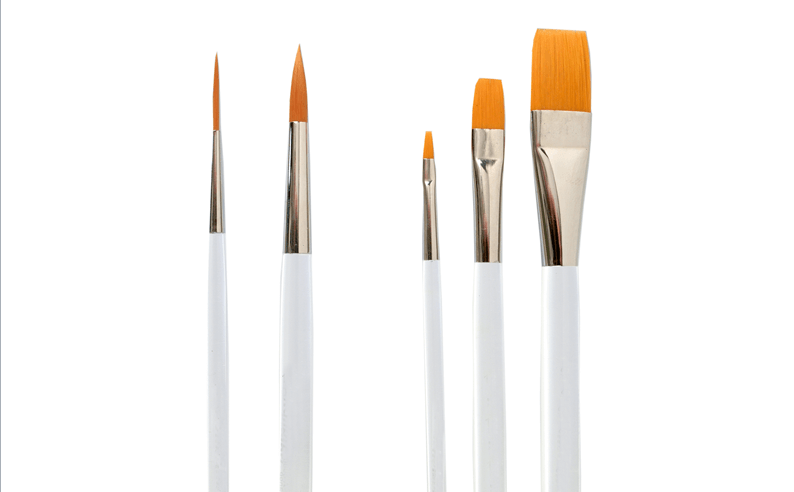 paint brushes with acrylic glass handles for art and craft